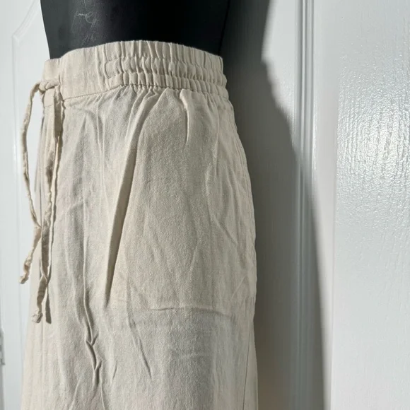 Old Navy Cream Wide-Leg linen blend pull on Pants Size Large - Picture 4 of 6